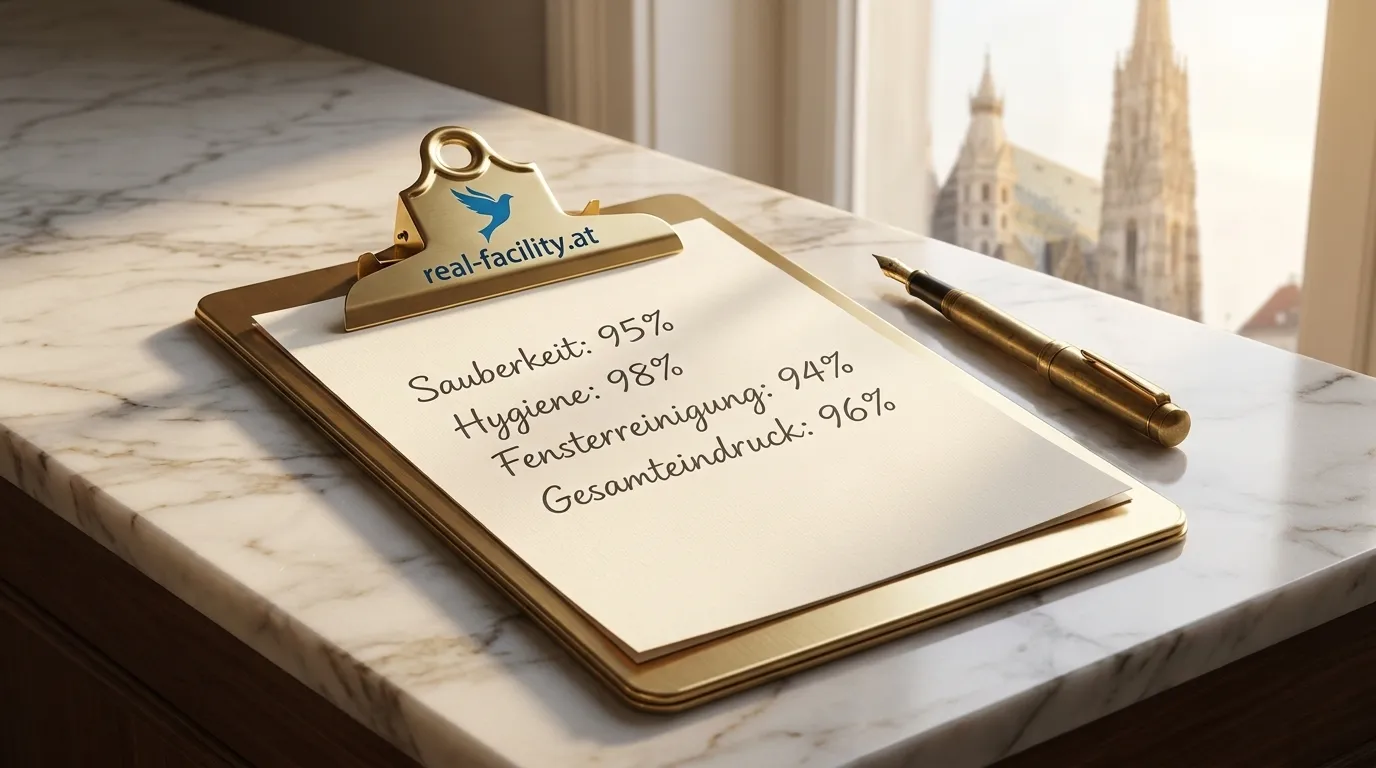 Real Facility Audit-Klemmbrett auf Wiener Marmor